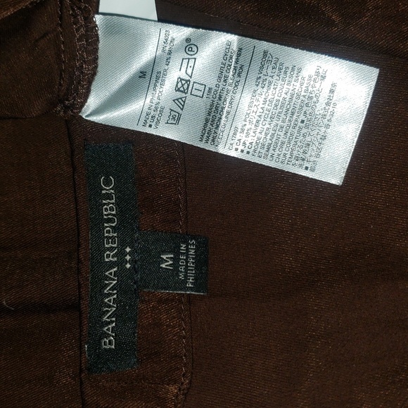 Banana Republic SS Shiny Satin Sheen Twill Wrap Burnt Umber Brown Midi Dress S - Picture 14 of 16